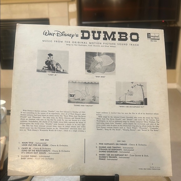 Walt Disney’s Dumbo – Original Motion Picture Soundtrack LP (1959) - Picture 3 of 13